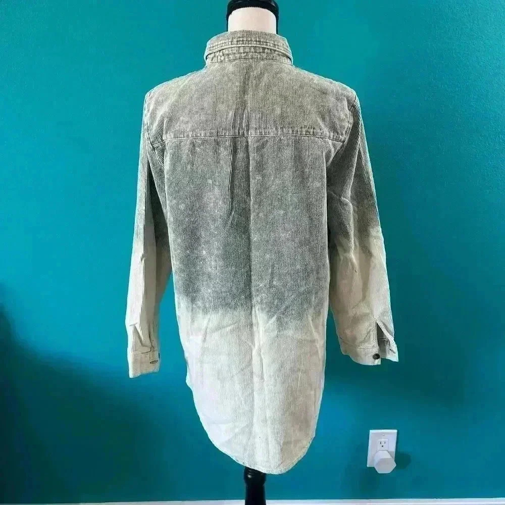 Peach Love Acid Wash Corduroy Shacket Shirt Jacket Cotton Relaxed Fit Size S - Picture 6 of 9